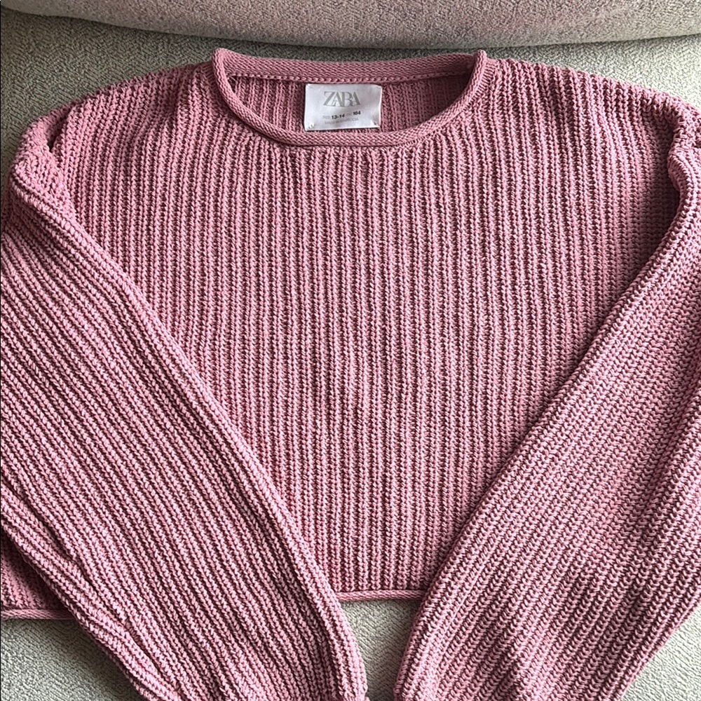 Zara Pink Ribbed Knit Sweater